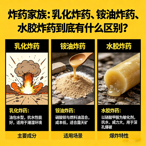 怀仁炸药家族：乳化炸药、铵油炸药、水胶炸药到底有什么区别？
